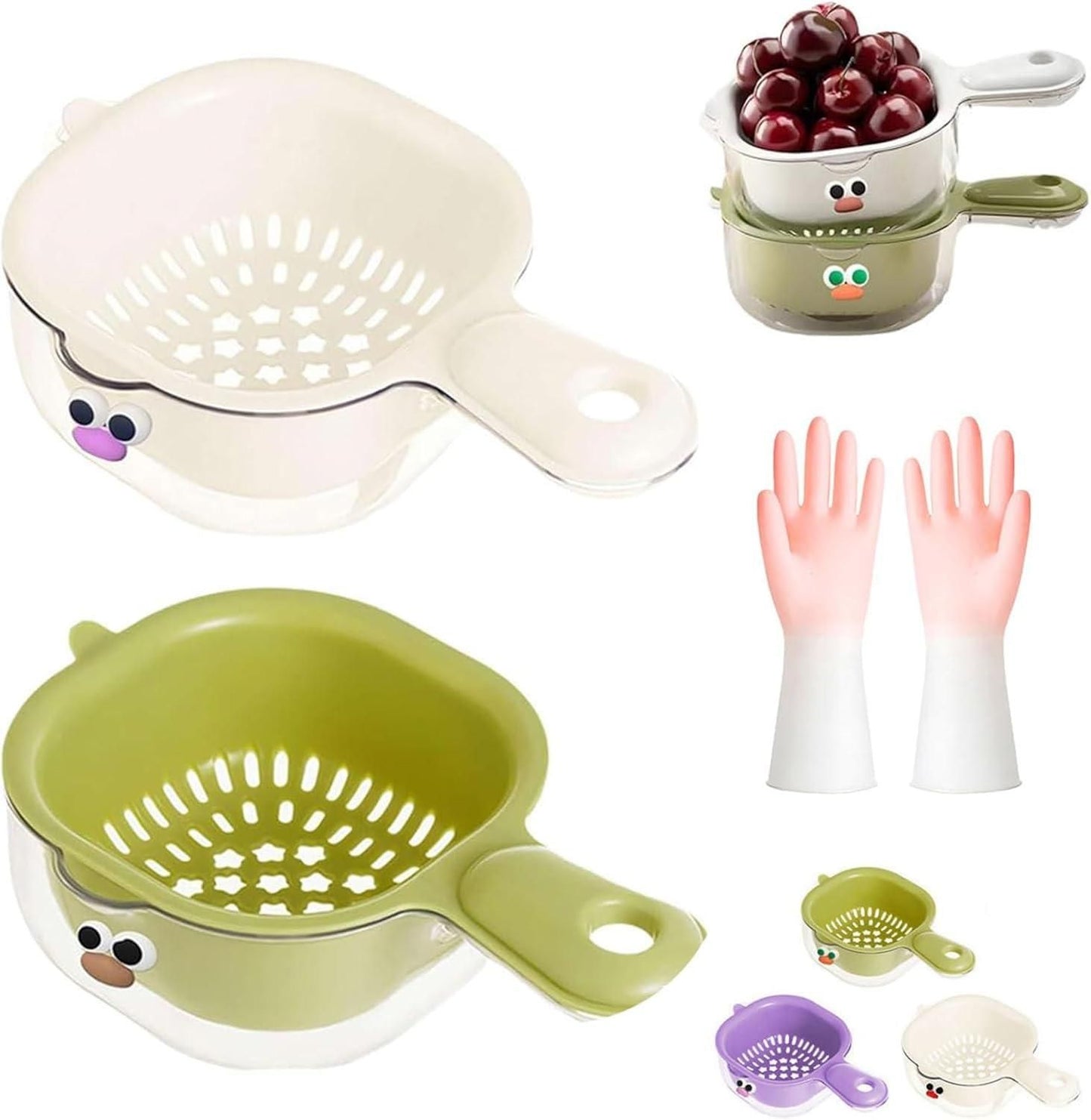 Strainer Dual-Layer Veggie & Fruit Draining Basket with Handle - Urban India