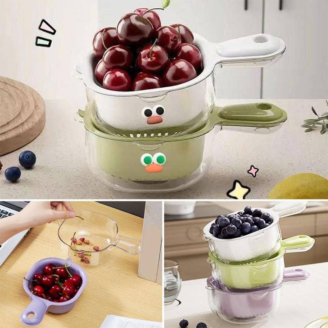 Strainer Dual-Layer Veggie & Fruit Draining Basket with Handle - Urban India
